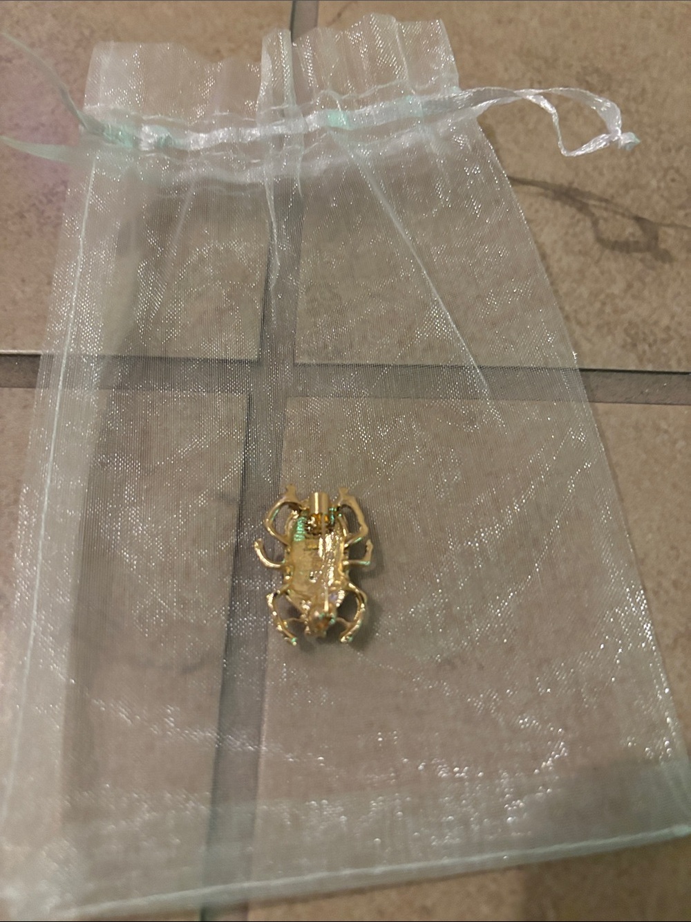 Gold and Purple Scarab Beetle Pin - Women Jewelry - Picture 3 of 4